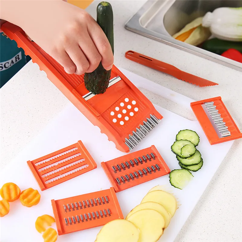 

7Pcs Fruit Vegetable Potato Slicer Cutter Chopper Peeler Kitchen Food Tool Set 7-piece multi-function chopper A1