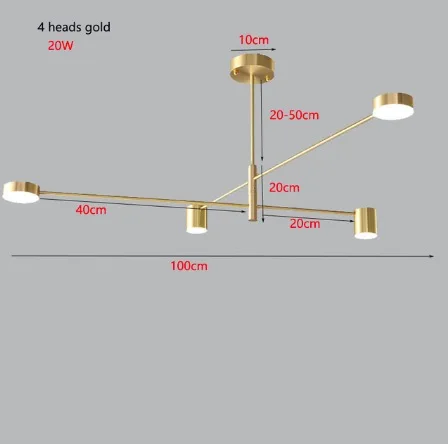Modern Luxury Golden Pendant Lights LED Nordic Creative Loft Iron Hanging Lamp for Restaurant Livingroom Bedroom Bar Indoor Deco - Цвет корпуса: 4 heads