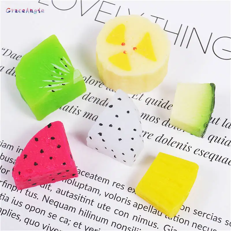 

10pcs Resin Artificial Fruit Meat Findings Banana Pineapple For Earring Making Scrapbooking Photo Props Slime Components