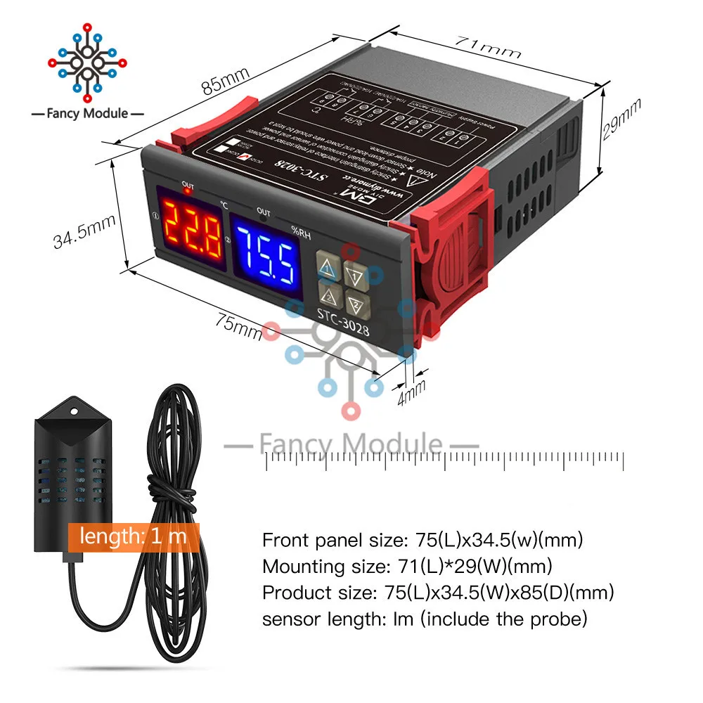 Двойной цифровой регулятор температуры 12V 24V 110V 220V STC 3028 10A термостат контроль