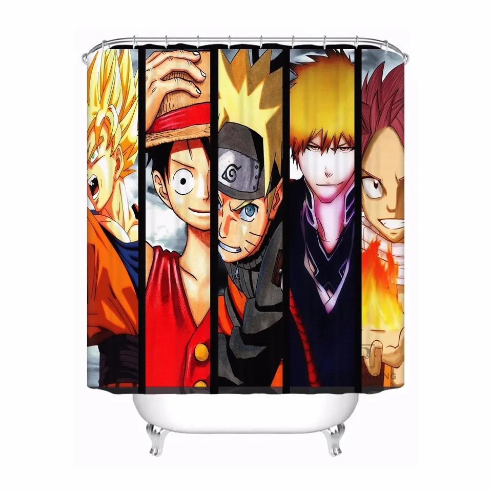 Custom Anime Shower Curtain One Piece Dragon Ball Z Bleach Fairy Tail Naruto Characters Shower Curtain 21 07 Shower Curtains Aliexpress