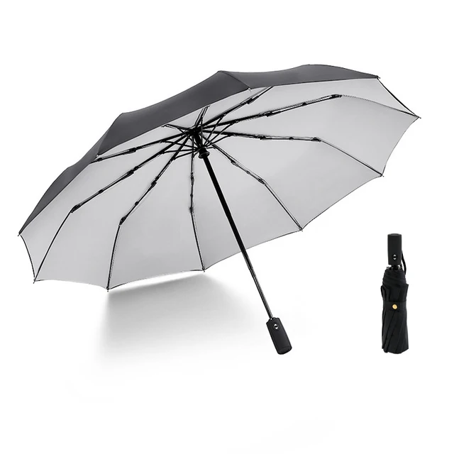 Ten-Ribs Szélálló Dupla Ruhás Esernyő Kreatív Teljesen Automatikus Nyitva És Bezárva 3 Összecsukható Üzleti