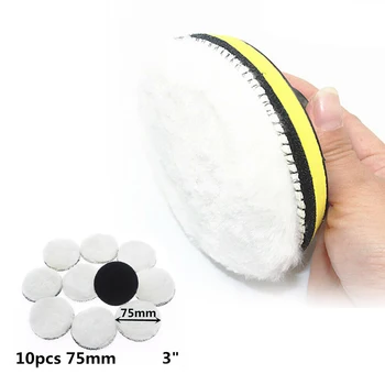 

10pcs 75mm Car Wash Polishing Pads Wool Buffing Polishing Buffer Pad Bonnet Sanding On-Car Waxing For Angle Grinders