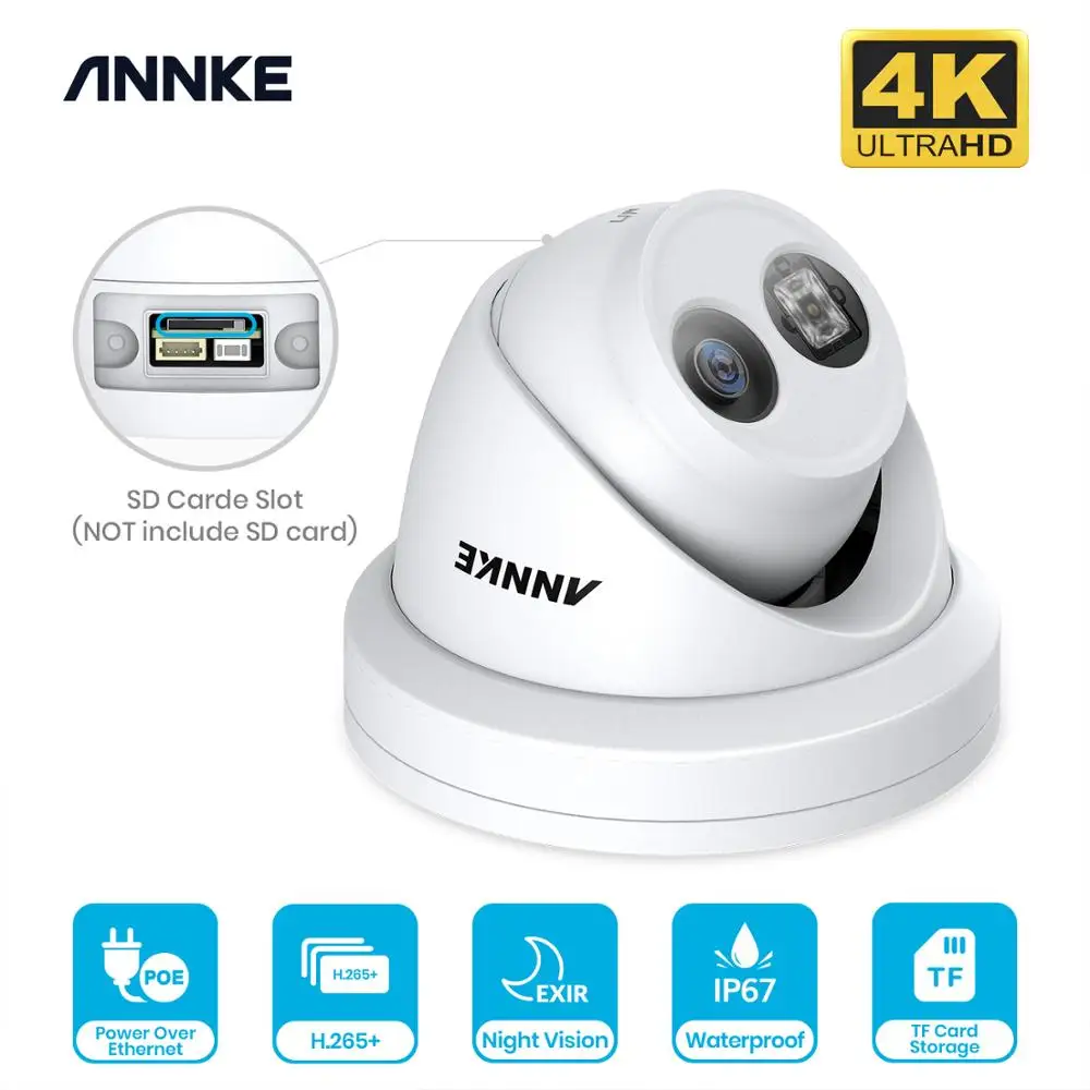 Камера видеонаблюдения ANNKE Ultra HD 8 Мп POE 4K 1 шт.|Камеры видеонаблюдения| |