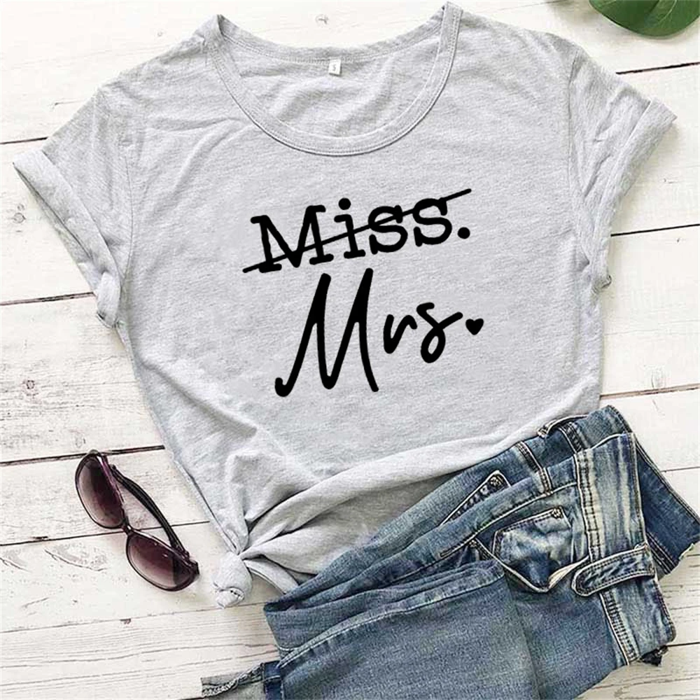 miss to mrs. new collection of women funny casual cats t-shirt bride to gift just married shirt bridal shower gift