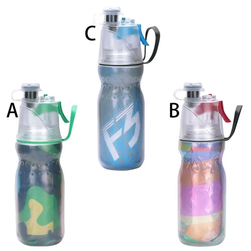 Creative Fashion Double Plastic Cup Portable Outdoor Leak-proof Spray Moisturizing Cooling Sports Bottle