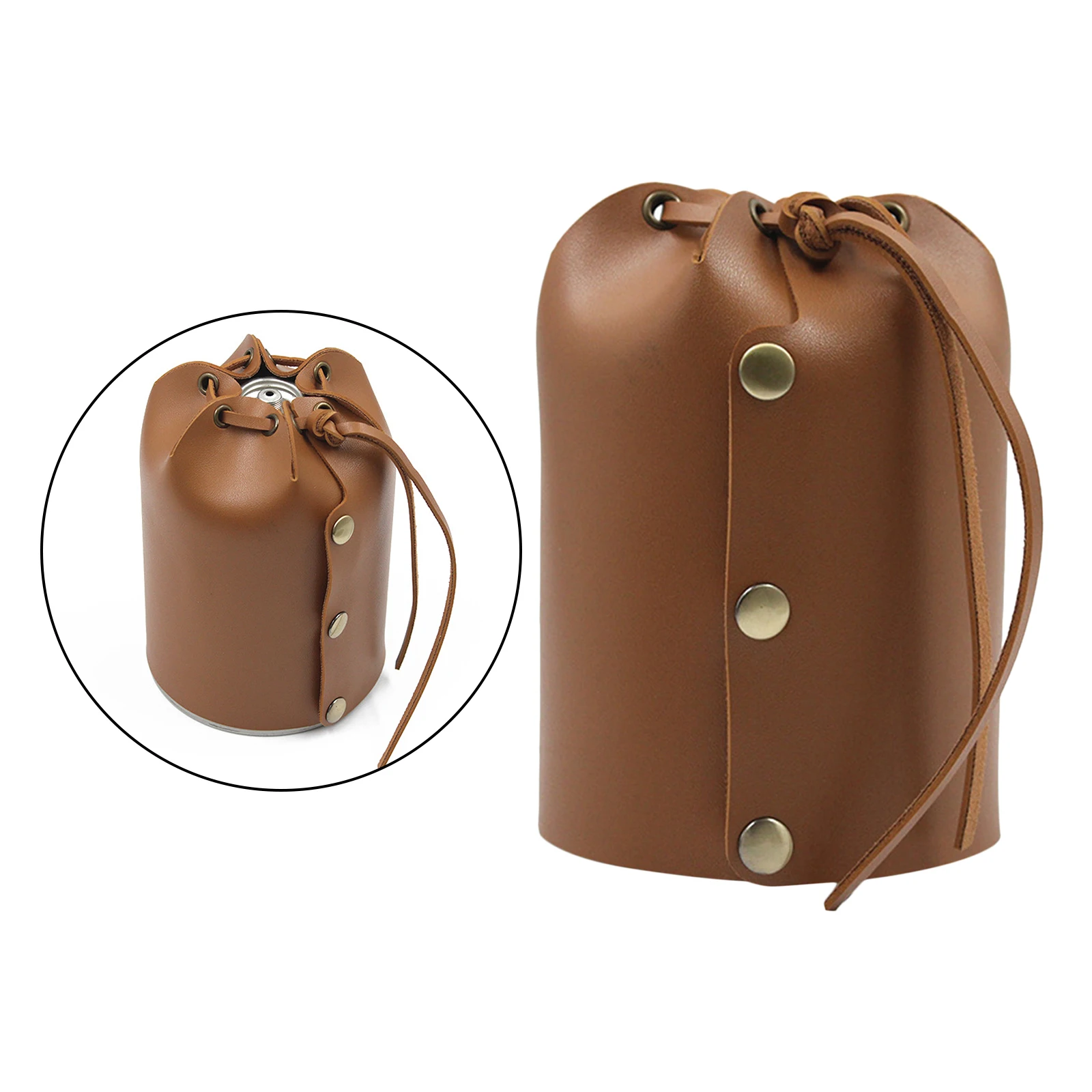 Gas Tank Protective Cover Case PU Leather Drawstring Bag Outdoor Hiking Tool