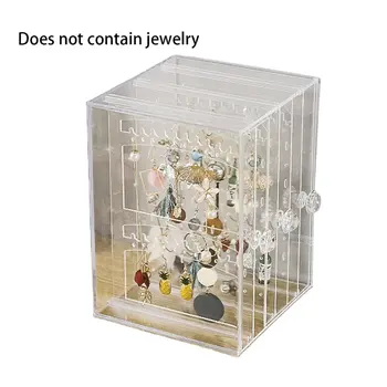 

Multifunctional Jewelry Storage Box Plastic Transparent Dust Earrings Finishing Box Desktop Vertical Lagerung Rack