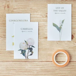 Carte de fleurs peintes à la main, 28 pièces/ensemble, Kawaii, carte de Message pour étudiant, Mini carte postale, fournitures scolaires et de bureau, bloc notes 