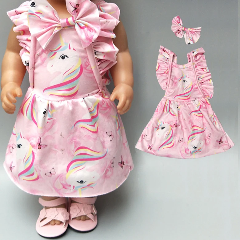 Детское платье с бантом для новорожденных 1", Одежда для куклы, розовое платье с бантом для куклы