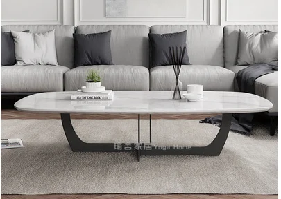 Nordic light luxury post modern marble countertop rectangular tea table simple small family living room tea table