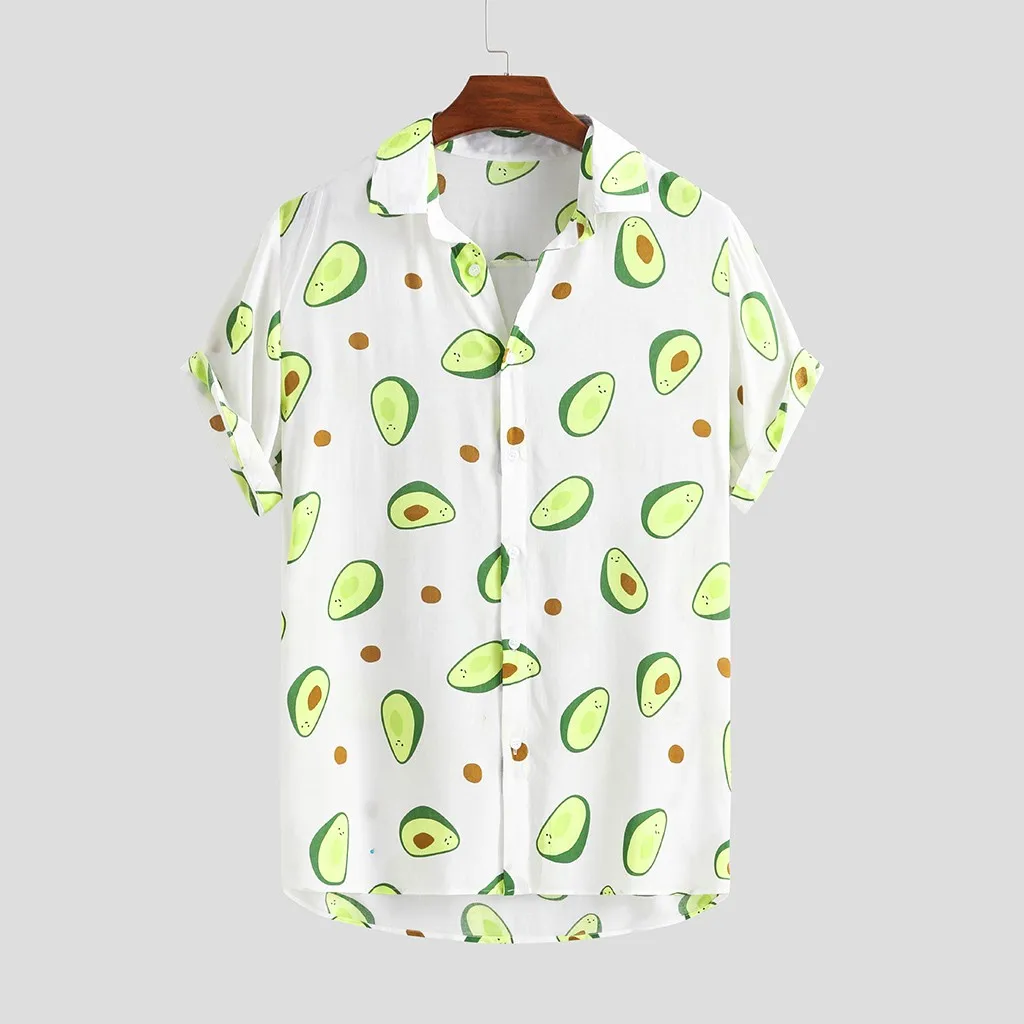Гавайский стиль, мужская рубашка с коротким рукавом, Забавный принт, отложной воротник, повседневные рубашки, праздничная пляжная