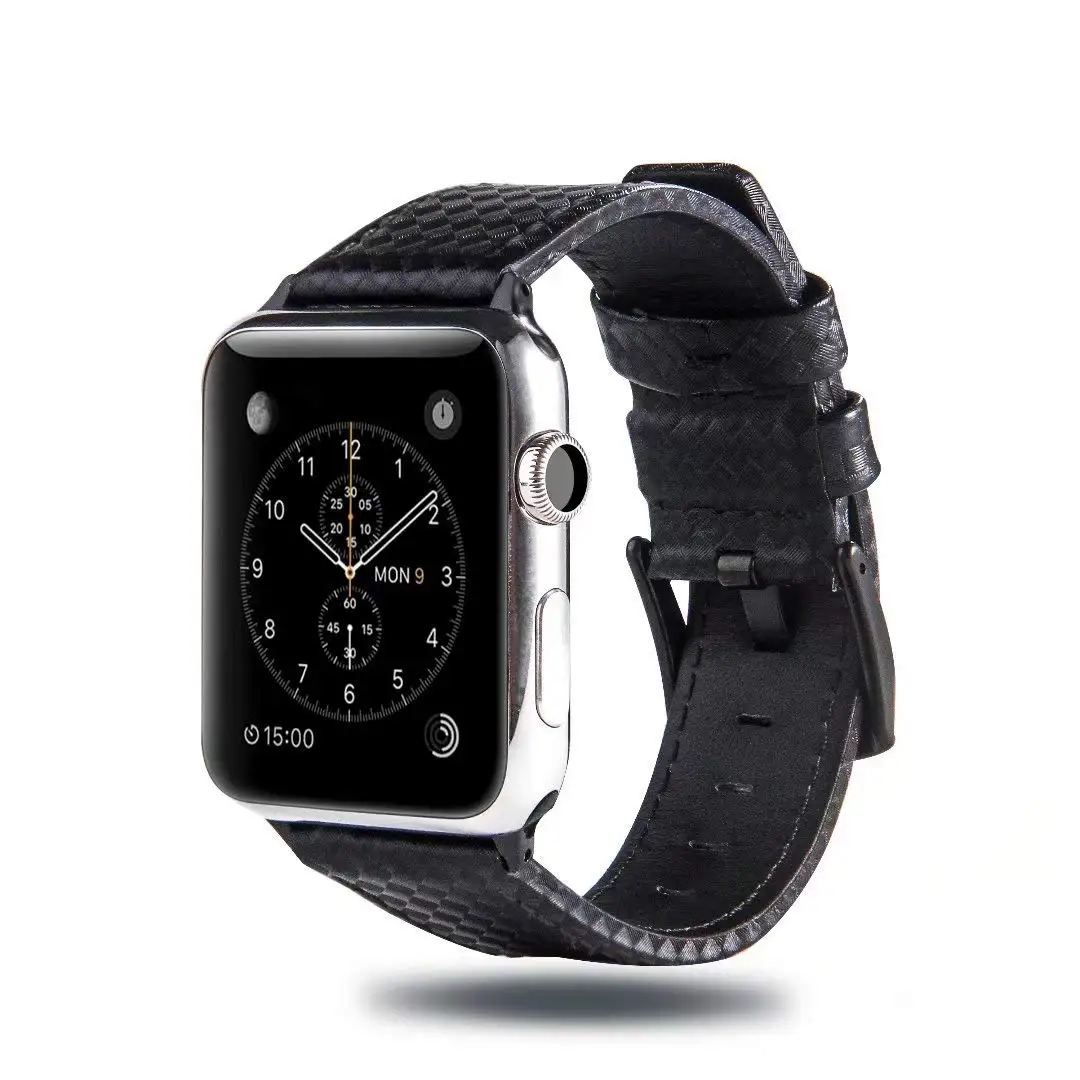 Роскошный углеродный ремешок из волокна + кожаный ремешок для Apple watch band 44 мм 40 мм correa iWatch series 4 3 2 band 42 мм 38 мм браслет для часов