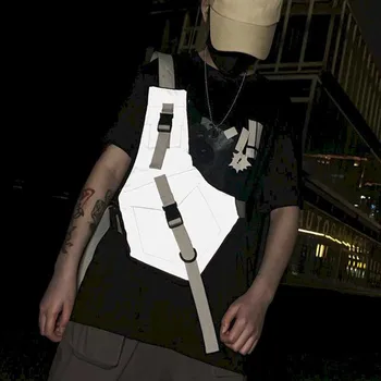 

Coin purse vest-style double-shoulder hip-hop tooling vest tide men and women the same style street hip-hop multi-pocket jump di