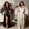 2022 Sexy Lingerie Women Silk Lace Long Robe Dress Pajamas Nightdress Nightgown Sleepwear ► Photo 1/6