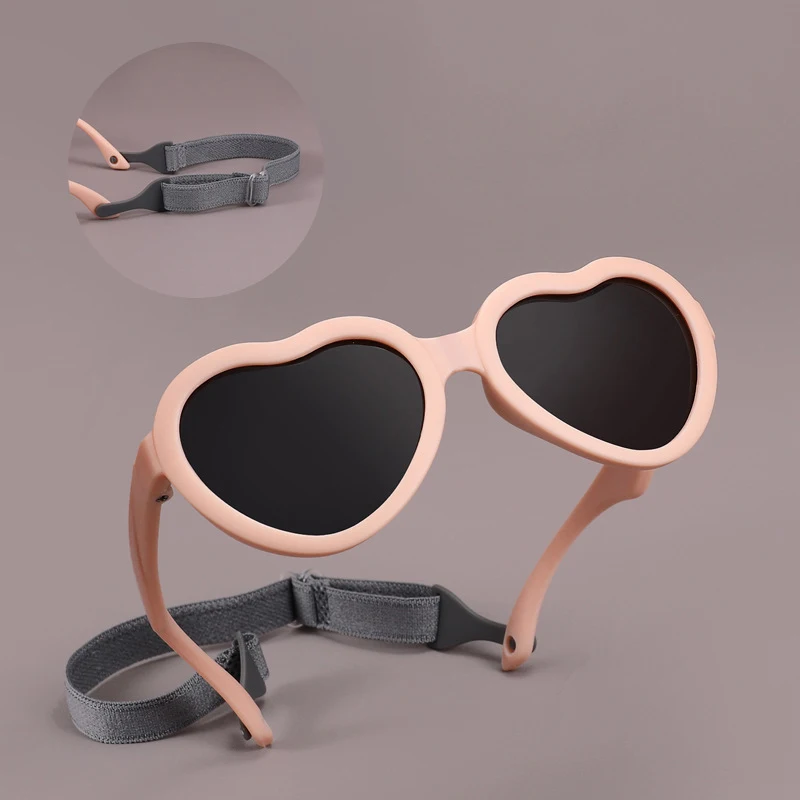Baby Polarized Sunglasses Heart Shaped with strap flexible adjustable sunglasses for Toddler Infant Age 0-24 Months | Аксессуары для
