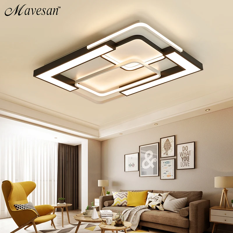 

Modern LED ceiling light with remote control for living room bedroom Surface Mounted Ceiling Lights white black body color