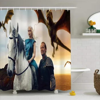 

Custom Waterproof Bath Curtains Daenerys Targaryen Custom Polyester Shower Curtains Bathroom Decor with Hooks