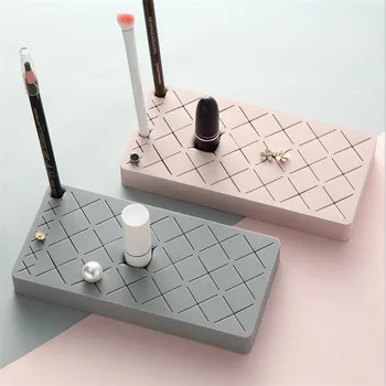 

Creative Lipstick Storage Rack Multi-grids Silica gel Cosmetics Storage Box Tabletop Shelf For Sorting Eyebrow Pencil Jewelry