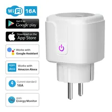 Smart Plug WiFi Socket EU 16A Power Monitor Timing Function APP Control Works With Alexa Google Assistant