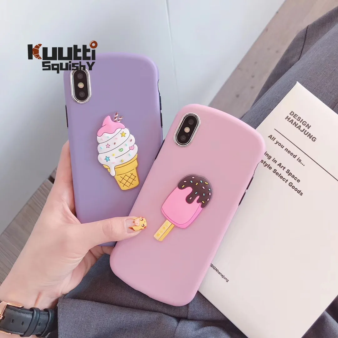 Kuutti мягкий розовый фиолетовый мороженое эскимо силиконовый чехол для телефона