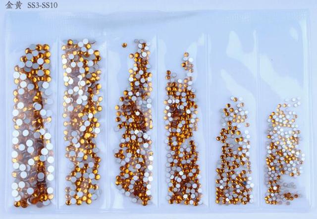 Colors Nail Rhinestones 1 Pack 1 Bag about 1440 PCS Mixed Size Round Flat-back AB Crystal/Rhinestone