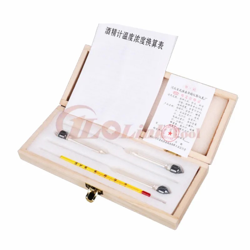 Alcoholometers Tester 3pcs/set 0-100% Professional Concentration Meter Hydrometer With Thermometer 2 styles