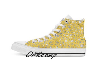 

Vegetables yellow Custom Casual High Top lace-up Canvas shoes sneakers Drop shipping