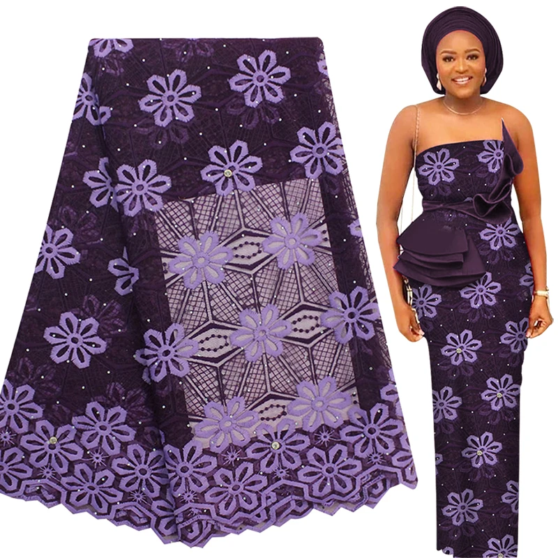 Французский Тюль африканская Кружевная Ткань 5 ярдов Высокое качество вышивкой