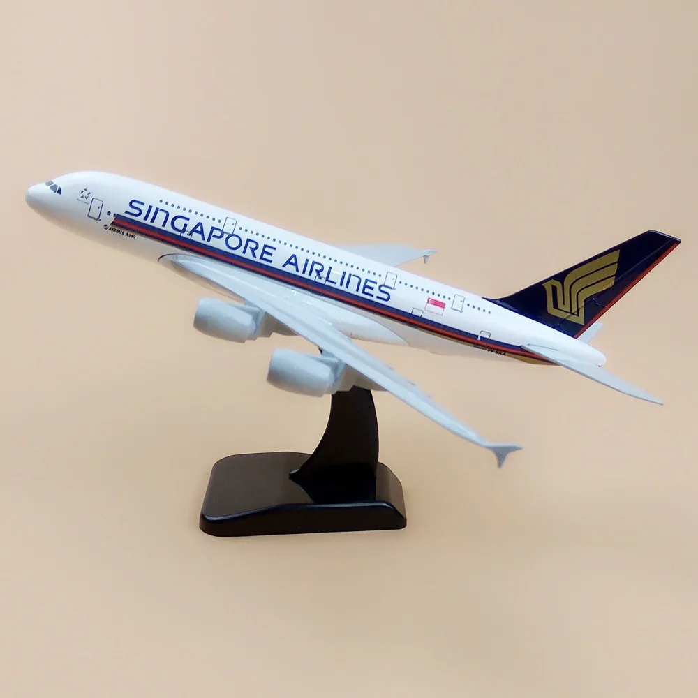 18 см Air Singapore Airlines Airbus 380 A380 модель самолета сплав Металл литье под давлением