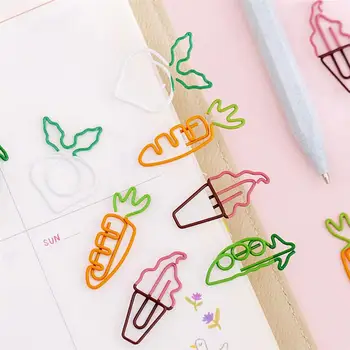 

20pcs Adorable Vegetable Shape Paper Clips Metal Card File Note Mark Bookmark Clips for Home School Office Binding Supplies