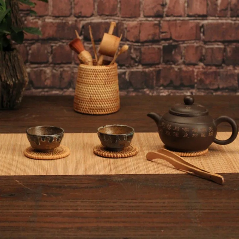 

Creative Elegance Bamboo Tea Mat Insulation Pads Kitchen Anti-scald Partition Placemat Tea Ceremony Accessories Home Decoration