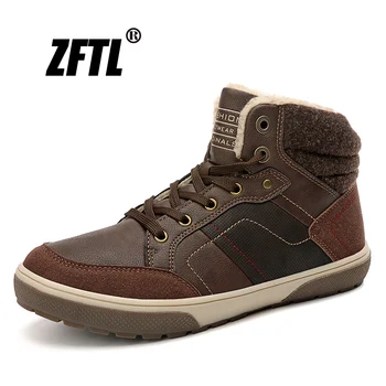 

ZFTL New men's snow boots winter warm cotton shoes lambswool large size man causal lace-up Fashion plus velvet ankle booties144