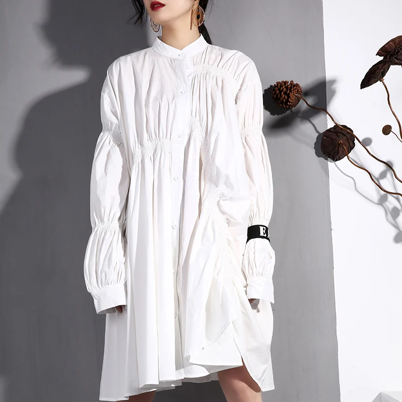 New fashion style Black Pleated Fold Stitch Irregular Big Size Dress Fashion Nova Clothing