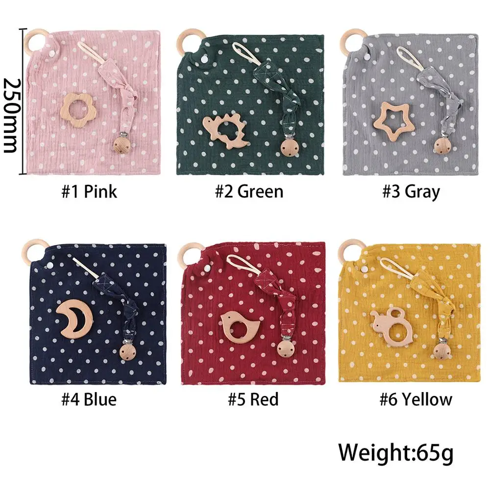 3 шт./компл. детские нагрудники в горошек одежда бандана соски с цепочкой для