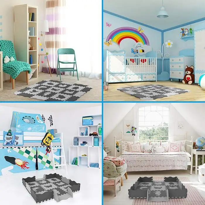  25 PCS Animal Pattern Foam Puzzle Kids Rug Carpet With Fence Split Joint EVA baby Play Mat Indoor S