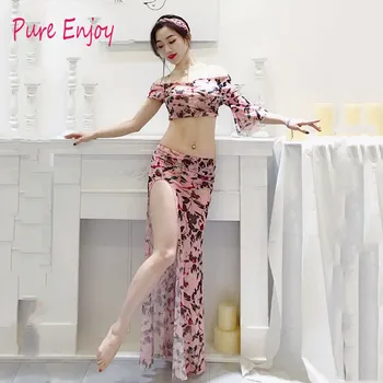 

Adult Belly Dance Costume Oriental Suit Set T Shirt Top Skirt for Women Oriental Bellydance Clothes Indian Clothes 3pcs