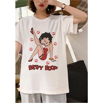 

2020 Summer Casual Vogue Female T-shirt Harajuku Funny Betty BOOP Printed Tshirt Vintage Aesthetic T Shirt New White Streetwear