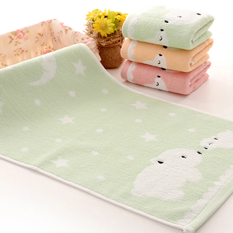 Cotton High Quantity Baby Soft Hand Towel Baby Towel Infant Cartoon Bear Handkerchief Towels