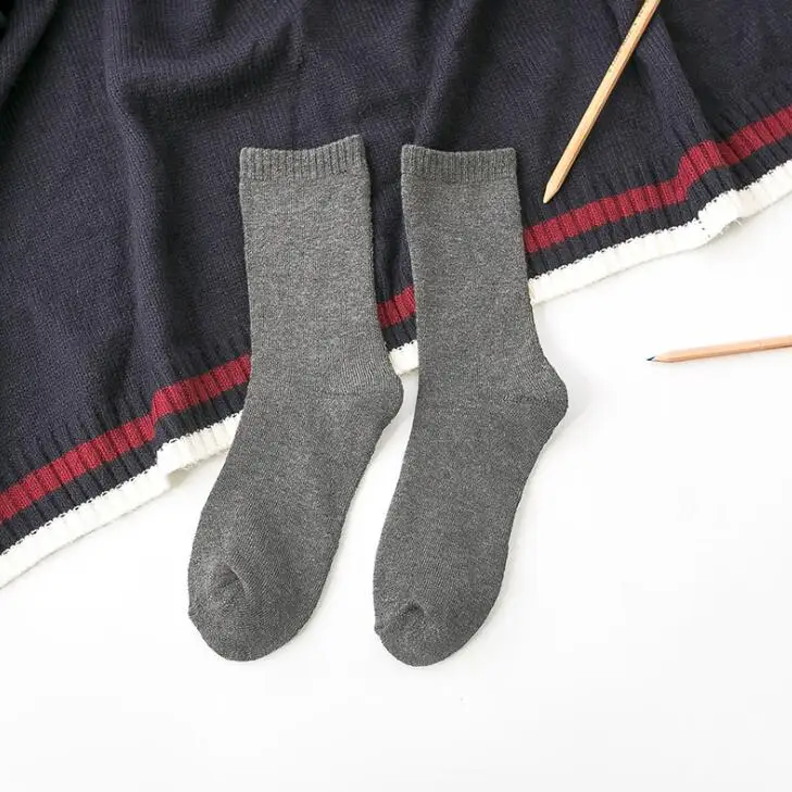 dark gray Модные клетчатые мужские плотные теплые носки, длинные носки, мужские повседневные деловые носки, зимние носки - Цвет: dark gray