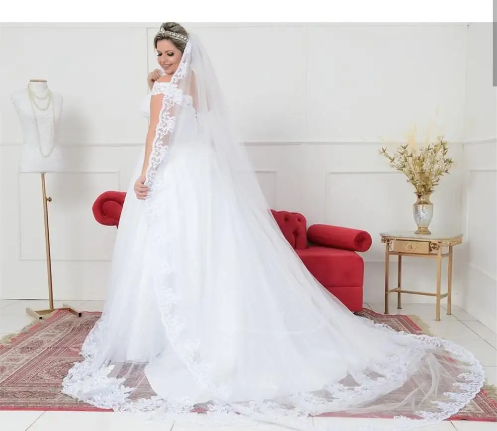 Robe de mariee свадебное платье размера плюс 26 Вт с коротким рукавом большой размер с рукавом для женщин кружево Аппликация Размер 24