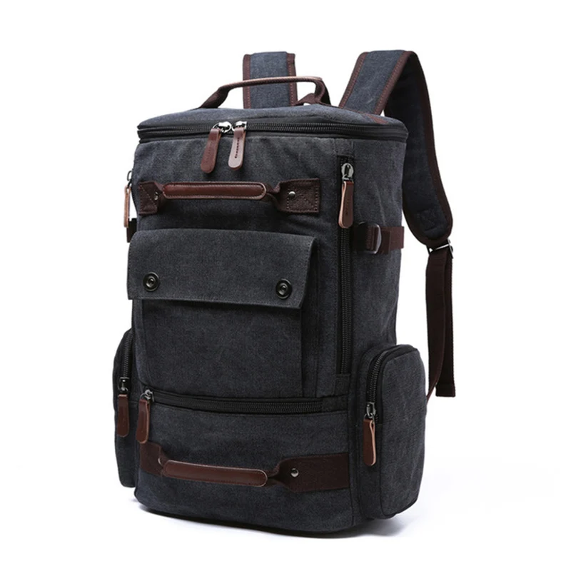 Men's Backpack Vintage Canvas Backpack School Bag Men's Travel Bags Large Capacity Backpack Laptop Backpack Bag Rucksack 5
