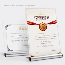 А4 металлическое основание акриловый дисплей фото сертификат рамка полка настольная наклонная Цена Этикетка Знак держатель стенд