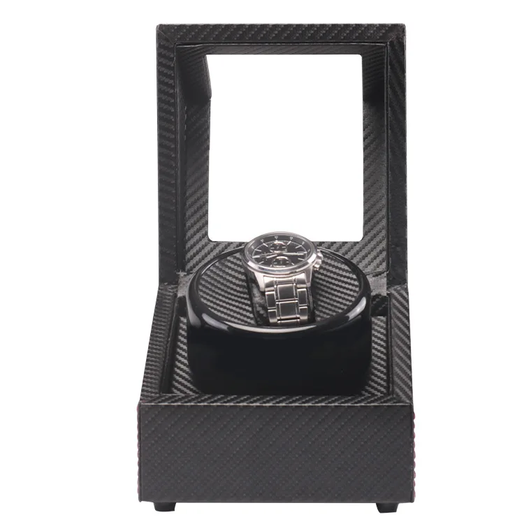

Mini Version of Black And White with Pattern Carbon Fiber Leather 1 + 0 Electric Motor Box Self-Winding Watch Box Watch Winder