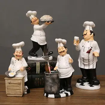 

1pc Chef Model Mini Cook Statue Resin Figurine For Restaurant Cafe Cake Home Decoration Accessories Figurines Miniatures