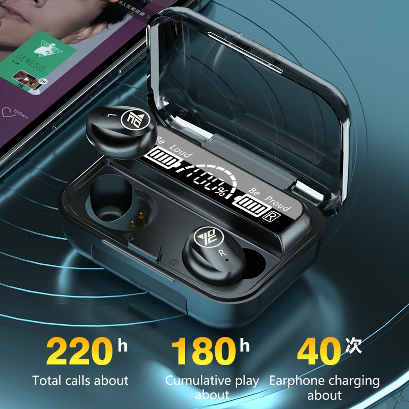 M16 TWS Wireless Bluetooth Headphones IPX7 Waterproof And Sweat Proof Music Earphone For Iphone Huawei Oppo Xiaomi Sport Headset