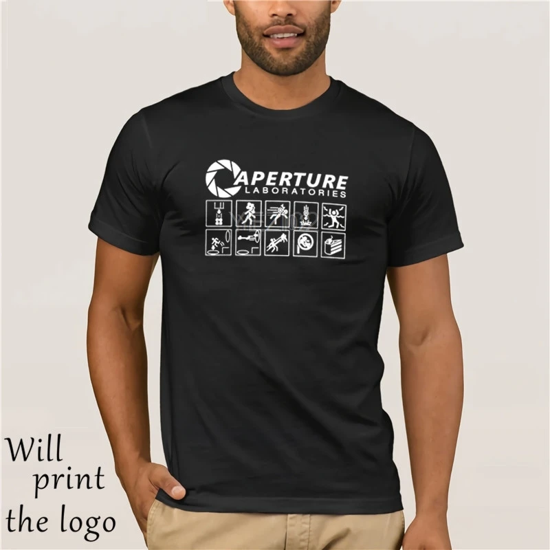 Новый портал 2 Aperture Science Laboratories Мужская черная футболка Размер Summer летняя модная с