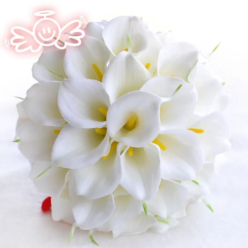 Real Touch Yellow Calla Lilies Artificial Flowers Wedding Bridal