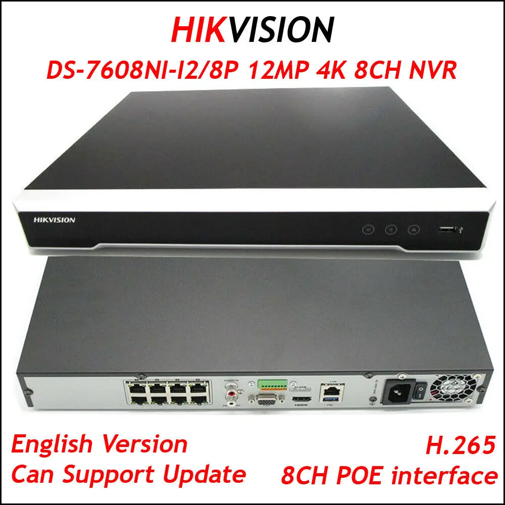 Hikvision Original NVR DS-7608NI-I2/8 P 8CH 8POE NVR 12MP Netzwerk Video Recorder CCTV Kamera System HDMI VGA Hikvision Original NVR DS-7608NI-I2/8 P 8CH 8POE NVR 12MP Netzwerk Video Recorder CCTV Kamera System HDMI VGA