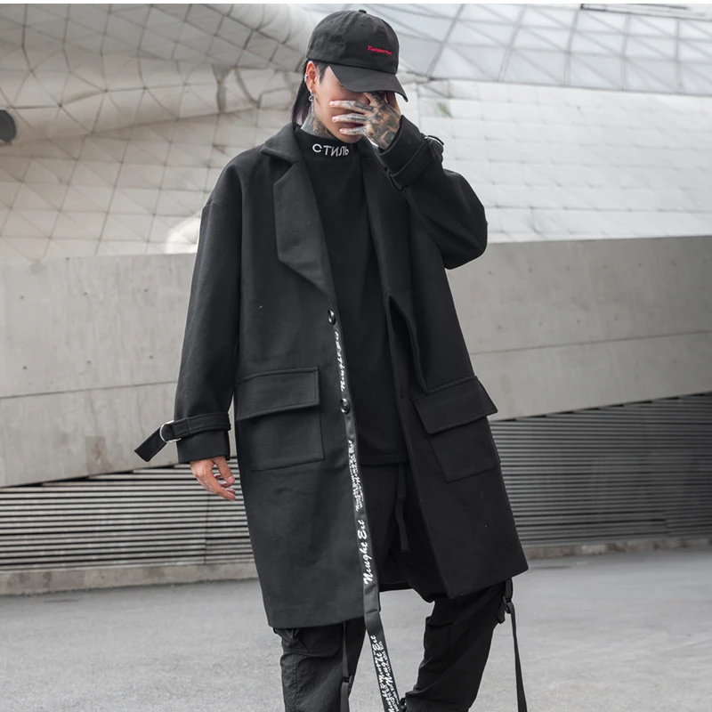 YASUGUOJI High Street Ribbons Man Coats Winter 2019 with Printed Men Turn-down Collar Long Woollen Wind Coat Mens Wool Overcoat YASUGUOJI High Street Ribbons Man Coats Winter 2019 with Printed Men Turn-down Collar Long Woollen Wind Coat Mens Wool Overcoat